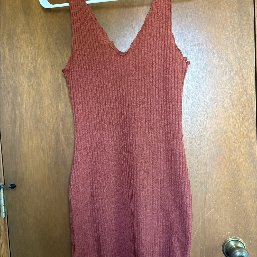 Source Unknown Pink Ribbed Bodycon Mini Dress